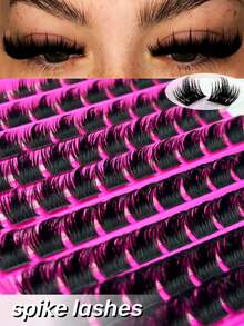 100pcs D-Curl Anime Style Thin False Eyelashes, 8-16mm Mixed Length, Fluffy & Lengthening Individual Lashes, Suitable For Home Lash Extension - D - 查看 1