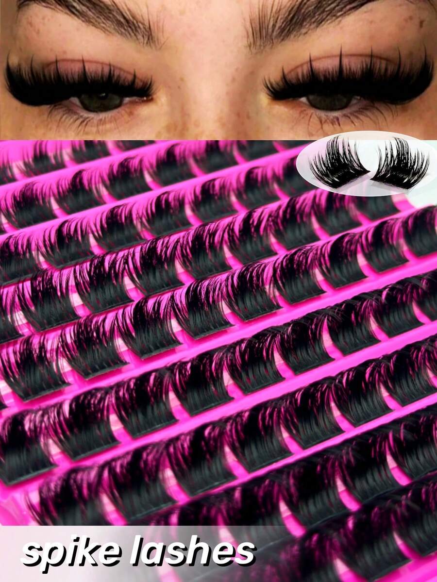 100pcs D-Curl Anime Style Thin False Eyelashes, 8-16mm Mixed Length, Fluffy & Lengthening Individual Lashes, Suitable For Home Lash Extension - D - 查看 1