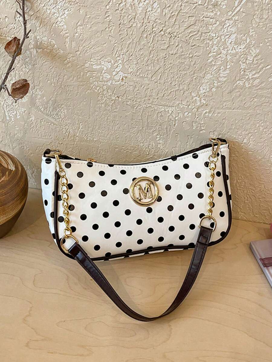 New Fashion Versatile Textured Chain Shoulder Bag Underarm Bag For Women - White - View 1