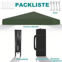 3x3m Outdoor Faltpavillon, höhenverstellbar, schneller Einhandaufbau, stabiler Sonnenschutz Pavillon für Garten und Camping - Grün - Übersicht 5