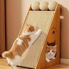 PETSIN 1pc Sturdy Vertical Beige Woven Cat Scratching Post, Non-Slip Base Space-Saving Design Compatible With Hanging Toys, Woven Rope Material, Modern Home Pet Style, Beige Woven Pattern, Durable Multi-Functional Cat Furniture Suitable For Sofa Chair Door Protection, Suitable For Daily Use - Multi-color - View 13