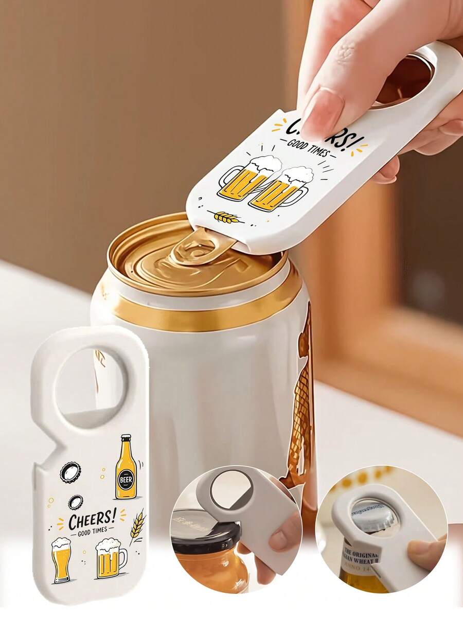 Creative Beer Bottle Opener, Multifunctional Portable Beer Bottle Opening Tool, 3-In-1 Twist Cap Opener, Home Kitchen Can Opener, Beer Bottle Cap Tool, Non-Slip And Labor-Saving, Suitable For Parties, Gatherings, Bars And Home Use, Can Be Used As A Gift Item, With Random Fun Pattern Design, Lightweight And Durable, Easy To Carry, Perfect For Happy Times And Party Drinking, Let You Easily Open Beer Bottles, Every Opening Is Full Of Fun And Ritual, Essential Practical Tool For Party Gatherings - Multicolor - View 1