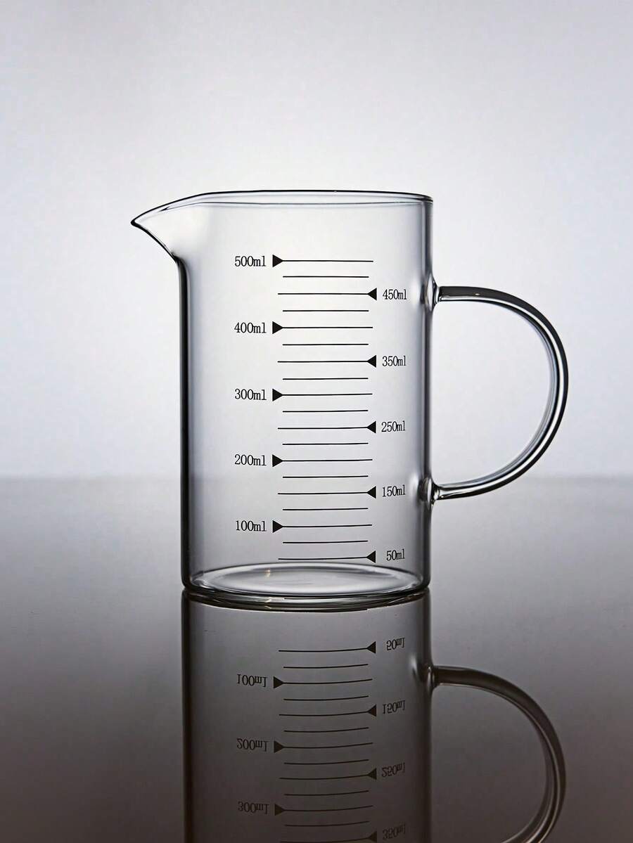 1pc High Borosilicate Glass Coffee Cup Measuring Cup Glass With Handle Graduated Cup Coffee Milk Juice Measuring Cup Transparent Glass Back To School - View 1
