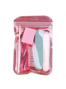 5pcs Portable Nail Art Tool Kit With Nail File, Polishing Block, Cuticle Pusher, Basic Manicure Care Set - Multicolor - View 3