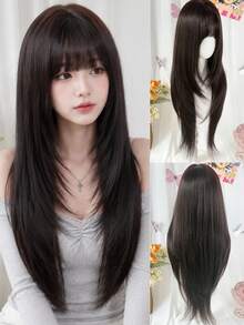 Long Wavy Synthetic Wig 75cm Purple Middle Part Wig Natural Looking Heat Resistant Hair Wigs For Women Daily Cosplay Party Style - Multicolor - View 14