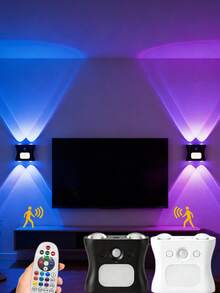 1/2pcs Bedroom Wall Lamp LED Bedside Light Motion Sensor Light Decorative Light Room Decor Light Suitable For Kitchen, Bedroom And Stairway Lighting 1200mAh - A款 - 查看 1