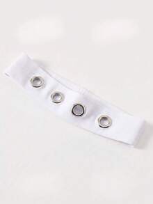 1pc White Metal Eyelet Headband, Y2K Gothic Style Metal Rivet Elastic Soft Sporty Headwrap, Tropical Halloween Hair Accessory - White - View 3