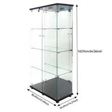 Caluself Glass Display Cases, Double-Door, Four-Multi-Layer Transparent Glass Cabinets, Suitable For Displaying Products, Black - 1PC - View 3