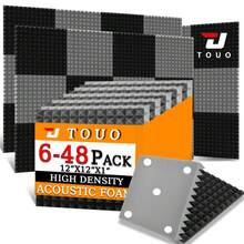 TOUO 聲學泡沫 6-48 片 隔音金字塔吸音板 家用工作室臥室聲學處理 - 彩色 - 查看 2