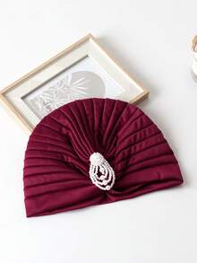 1pc Women's Pearl Pendant Watermelon Hat, Simple Retro Headband Hat, Headscarf Hat - Multicolor - View 14