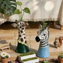 1pc Creative Nordic Resin Vase Decor, Living Room Flower Holder, TV Cabinet Home Accessory, Giraffe & Zebra Animal Decoration - one-size - View 4