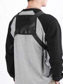 Tas Dada Pria, Tas Dada Model Harness Streetwear, Tas Rompi Serbaguna Ringan dengan Desain Strip Reflektif Tahan Air, Tas Dada Selempang Multi Kompartemen Modis untuk Olahraga Unisex - MultiWarna - View 8
