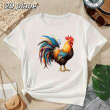 1‑3PCS Water-Washed Heat Transfer Print, Colorful Rooster With Bright Red Comb, Golden Neck Feathers, Tail Feathers In Blue, Purple, Green, Brown, Exquisite Realistic Style, Auspicious Meaning, Suitable For T-Shirt, Canvas Bag Heat Transfer - Multicolor - View 7