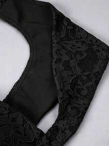 ELYRADIA Sexy Lace Summer Wedding Guest Dress Elegant Square Neck A-Line Slim Fit Bridesmaid Gown For Special Occasions - Black - View 9