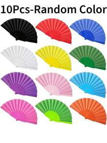 Large Folding Hand Fan, 43cm/16.93in Wide Portable Plastic Frame Dance Fan, Lightweight Foldable Cooling Accessory, Suitable For Men And Women, Black, White Or Random Mixed Color Optional, 1, 2, 3, 5 Or 10pcs, Suitable For Parties, Weddings, Performance Costumes, Events - Multicolor - View 13