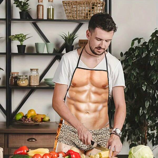 Perfect Body Fitness Muscle Man Kitchen Apron, Funny Apron For Men, Suitable For Holidays, Celebrations And Gatherings With Friends