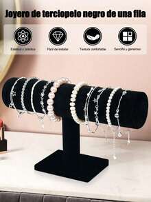 Velvet T-Shaped Jewelry Display Stand With Base Sturdy Durable Bracelet Necklace Watch Display Rack Desktop Vanity Organizer Storage Shelf Entryway Key Holder Earring Ring Accessory Display Stand Home Store Jewelry Storage Rack - Multicolor - View 11