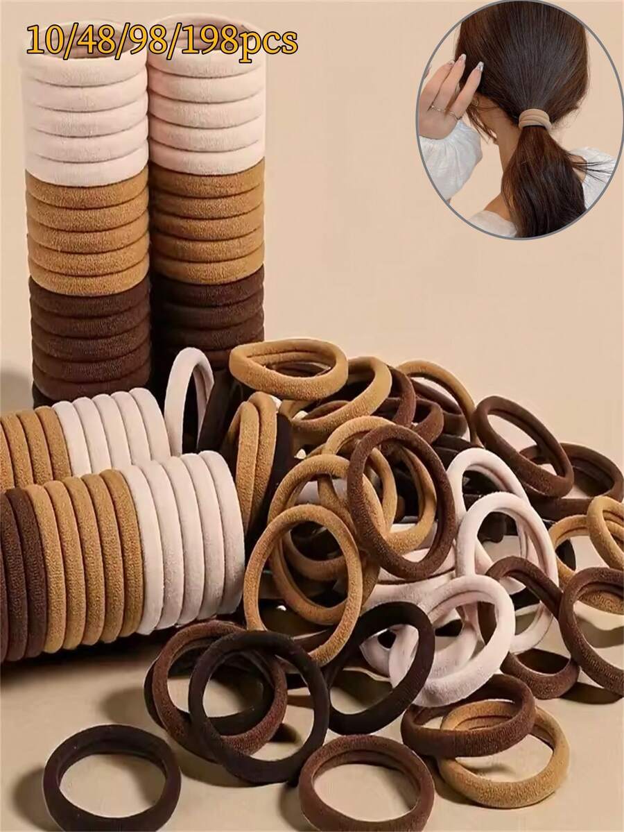 198/98/48/10pcs Earth Tone Women's Minimalist Seamless Headbands, High Elasticity Hair Accessories, Hair Styling Accessories, Suitable For Home, Travel, Sports, Work, Campus - Earth Tones - View 1
