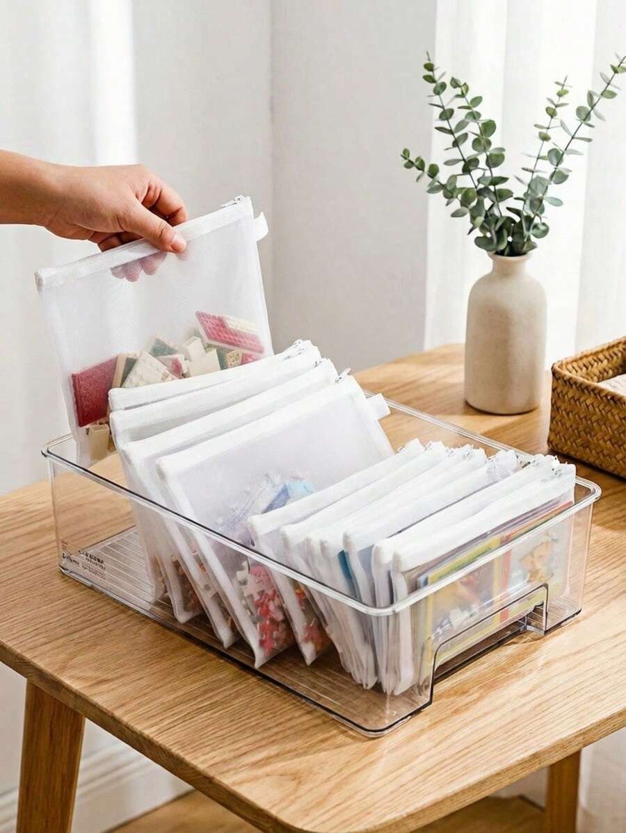 Haus Hana 12個防水PVC網狀拉鍊袋,用於整理文件、文具、玩具和辦公用品。 - 彩色 - 查看 1