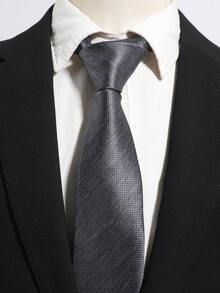 1件裝男士時尚細線紋理手工打結領帶，適合日常辦公、派對、正式西裝搭配 - 彩色 - 查看 6