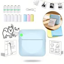 Mini Inkless Thermal Printer, Portable Pocket Sticker And Receipt Printer With 13 Thermal Paper Rolls (8 Thermal Paper And 5 Stick Paper), Smart Phone Printer For Photos, Notes, Diaries, Labels, Home And Office - Multicolor - View 12