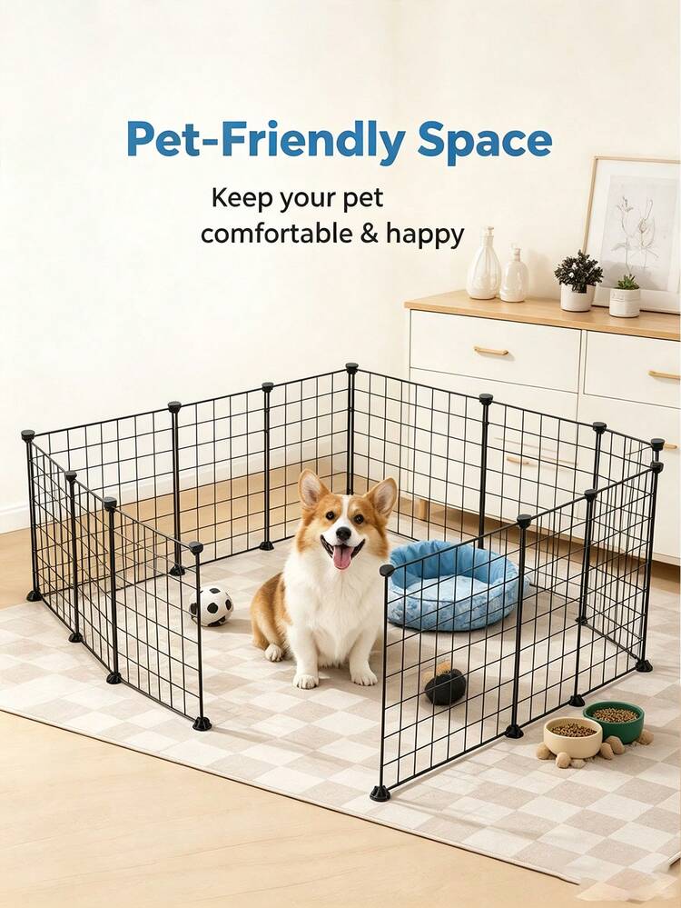 Pagar Hewan Peliharaan Kawat Logam DIY, Gerbang Isolasi Kucing dan Pagar/Pembatas Anjing; Panel Jaring Logam Modular yang Dapat Dikonfigurasi Secara Bebas (Cocok untuk Kucing, Hamster, atau Kelinci), Dapat Digunakan sebagai Pagar Isolasi atau Pembatas Keamanan Hewan Peliharaan - MultiWarna - View 7