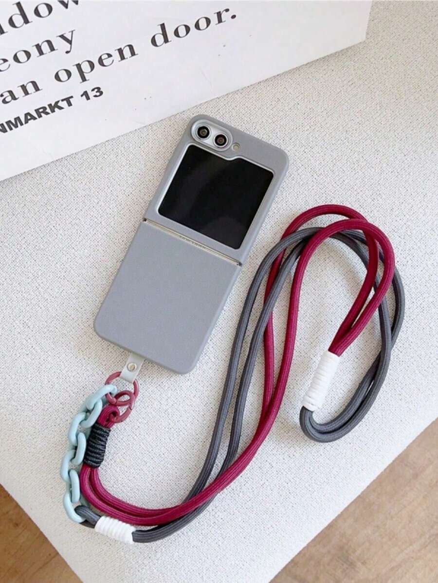 Colorful Phone Case Compatible With Galaxy Z Flip6, Z Flip5, Z Flip4, Z Flip3, Full Protection Anti-Drop Case With Lanyard, Shoulder Strap, Retractable Rope, Details Only Displayed As Examples