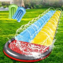 Dual Lane PVC Inflatable Water Slide, Outdoor Water Spray Surfing Slide, Comes With 2 Inflatable Slide Mats, Suitable For Backyard Lawn Summer Water Fun - 彩色 - 查看 1