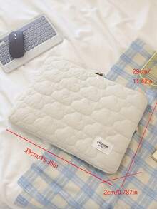 1件可愛蝴蝶結刺繡學生筆電包 11吋 13吋 15吋筆電內層保護套 文件包 筆電托特包 11 13 15吋可攜式 適合MacBook 女孩青少年大學生 平板托特包 保護套 9-15吋 相容iPad Air 4 5 Pro 11 Mini 5 6 防震包 - 白色 - 查看 5