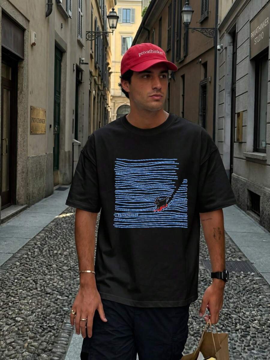 100% Thick Fabric T-Shirt - High-Quality Print, Plus Size T-Shirt, Unisex Design - Black - View 1