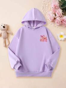Fashion Casual Dice Print Hoodie & Solid Color Loose Pants 2-Piece Set, Autumn/Winter Daily Home & Outdoor Wear - Mauve Purple - View 4