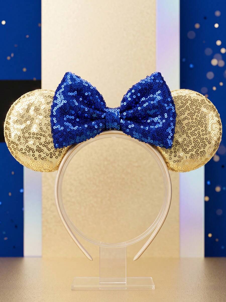 Disney 1pc Children Cartoon 3D Ear Sequin Headband, Suitable For Kids Birthday Party, Theme Party, Back To School Gift, Festival Outing Costume Hair Accessory