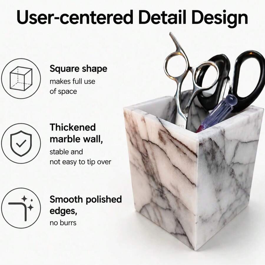 Glowing Marble Candle & Diffuser Stand, Multi-Functional Storage Cup For Cosmetics, Elegant Home Decor Accent For Spa & Hotel - Purple Flower White - View 1