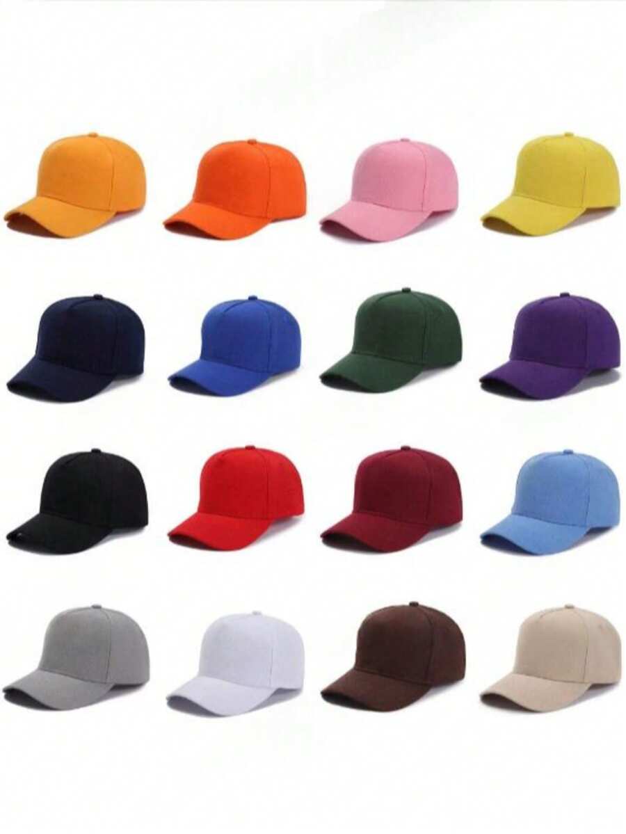 1 buah Topi Baseball Polos 5 Panel dengan Pinggiran Keras Warna Solid untuk Musim Semi/Panas Unisex - A - View 1