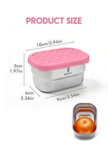 Meoky 3件組 8盎司不鏽鋼零食儲存盒附矽膠蓋，防漏小型食物儲存盒，可重複使用金屬便當盒，適用零食、備餐、旅行、野餐 - 玫粉色*3件套裝 - 查看 3