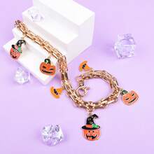 Halloween Funny Cute Phone Lanyard, Gold Pumpkin & Witch Hat Enamel Pendant, Holiday Style Bag Backpack Wallet Accessory, Suitable For Women And Girls - Multicolor - View 2