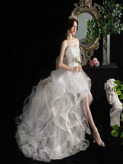 European And American Bride Multi-Layer Elastic Hem Wedding Dress Versatile Lace-Up Detachable Petticoat Skirt