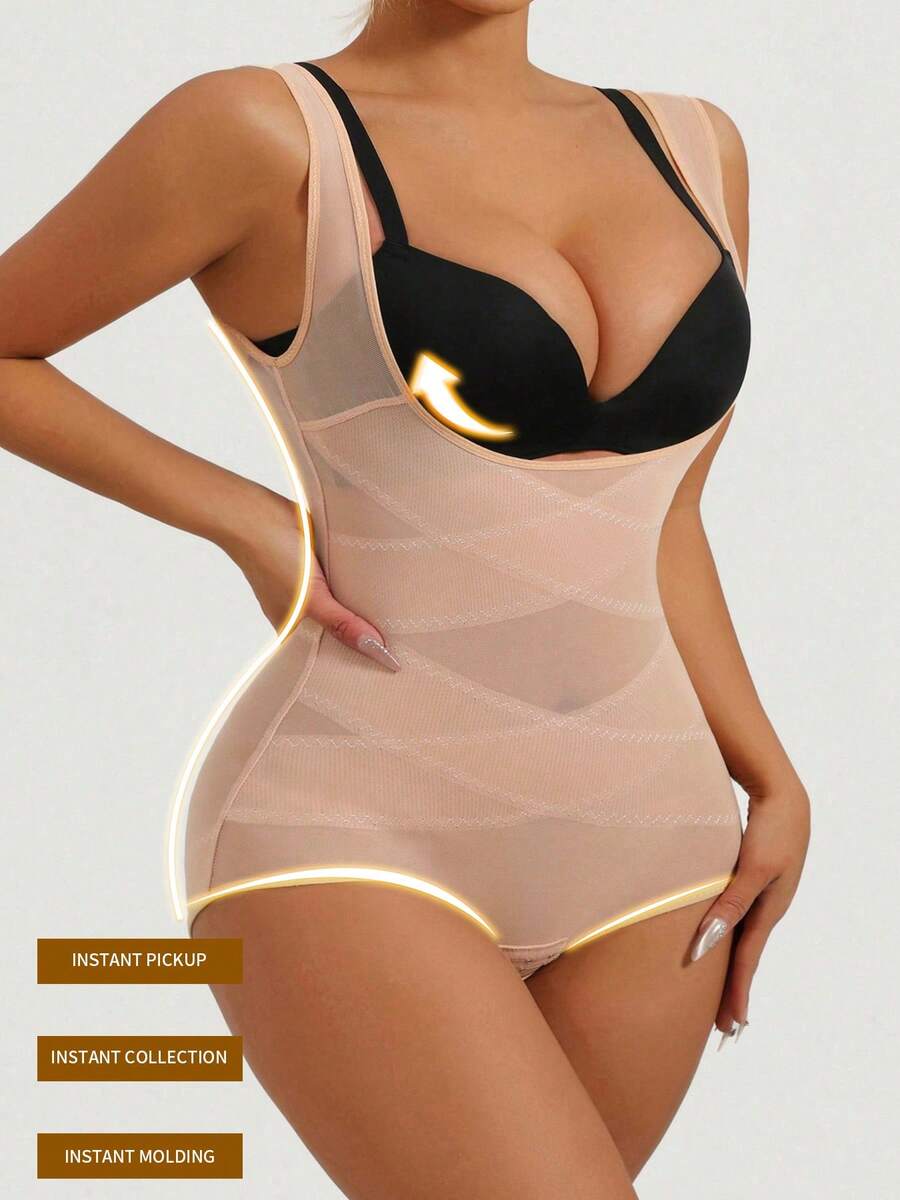 Plus Size Lady's Body-Shaping Underwear, Body-Shaping Clothes, Chest Support, Hip Lift, Body-Shaping Underwear - Apricot - View 1