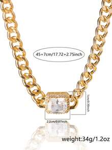 Tkool Kalung Rantai Tebal Tembaga, untuk Pemakaian Sehari-hari Wanita - Yellow Gold - View 5
