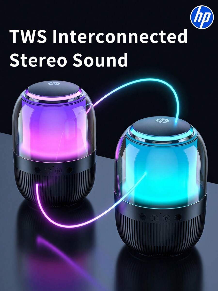HP---Wireless Bluetooth Speaker BTS05, Glossy Black, Bluetooth V5.4, Type-C Charging Port, Portable Audio, Suitable For Outdoor Camping, Home Gatherings, Party Use.