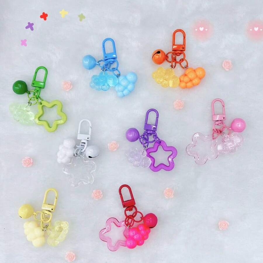 30pcs 29mm Acrylic Pentagram Flower Shaped Pendant Beads, Cute Jewelry Making Keychain Pendant Earring Materials DIY Accessories