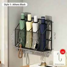 Wall-Mounted Hair Tool Storage Basket, No-Drill Bathroom Organizer Rack For Hair Dryer And Curling Iron - Multicolor - View 14