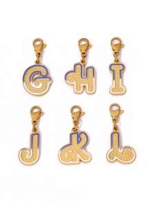 1pc Stainless Steel Enamel Initial Letter Pendant With Lobster Clasp 18K Gold Plated Letter Charms For DIY Jewelry Making Accessories - Pendant - View 6