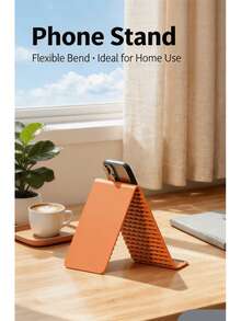 Flexible Silicone Foldable Desktop Phone Stand, Multi-Angle Adjustable Laptop Tablet Holder, Portable Travel Hanging Display Screen Stand, Ergonomic Non-Slip Orange Black Desktop Storage Accessory, Multi-Functional Home Office Work Study Tool - Random Styles - View 9