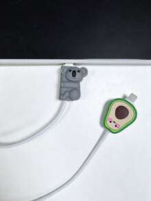 1pc Cute 3D Cartoon Cable Protector, Soft Silicone Anti-Break Charging Cord Cover, Designs Of Lovely Animals, Clouds, Avocados And Flowers, USB Cable Protector Tips, Compatible With IPhone Charging Cables, Small Gift Mobile Phone Accessories - Multicolor - View 4