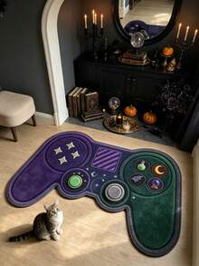 1pc Purple & Green Game Controller Rug, Living Room Carpet, Room Decoration, Halloween Gift, Bathroom Rug, Washable - Purple and Green Gaming Controller - View 3