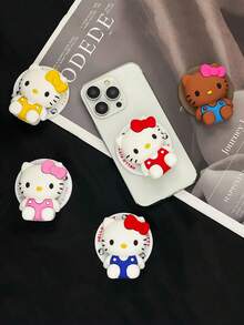 SANRIO 3D 矽膠 Hello Kitty 可愛女孩風磁吸手機支架，可折疊伸縮背貼式支撐架，桌面手機支架，強磁手機殼配件，時尚女性款 - 彩色 - 查看 10