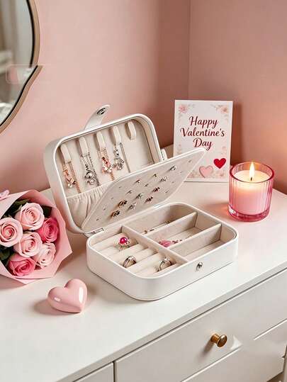 Caja de Joyas, Organizador de Joyas Pequeño para Mujeres, Estuche de Viaje Portátil Mini Caja de Almacenamiento y Exhibición para Aretes, Anillos, Collares, Pulseras, Regalo para el Día de la Madre, Navidad, Halloween, Acción de Gracias, Temporada de Graduación, Cajas de Joyas