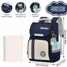 1pc Fashion Campus Backpack, Decorated With Exquisite Pendant, Large Capacity With Multiple Compartment Design, Dual Zipper Closure, Wide Breathable Shoulder Straps, Ultra-Light And Practical, College Style Backpack, Suitable For Campus And Daily Commute - Rectangle - View 2