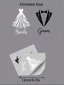 4pcs Wedding Glass Stickers, Personalized Wedding Decor Stickers, Gift Box Stickers, For Decorating Wedding Favors And Wine Glasses - Multicolor - View 8